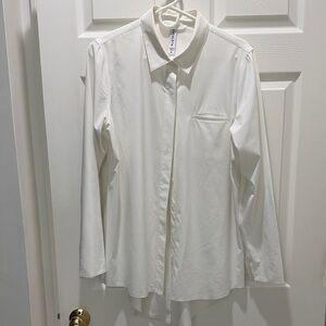 Athleta White Crewneck Top with Branded Neck Tag